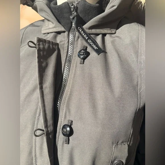 Canada Goose Kensington Graphite Hooded Down Coat with Fur Trim